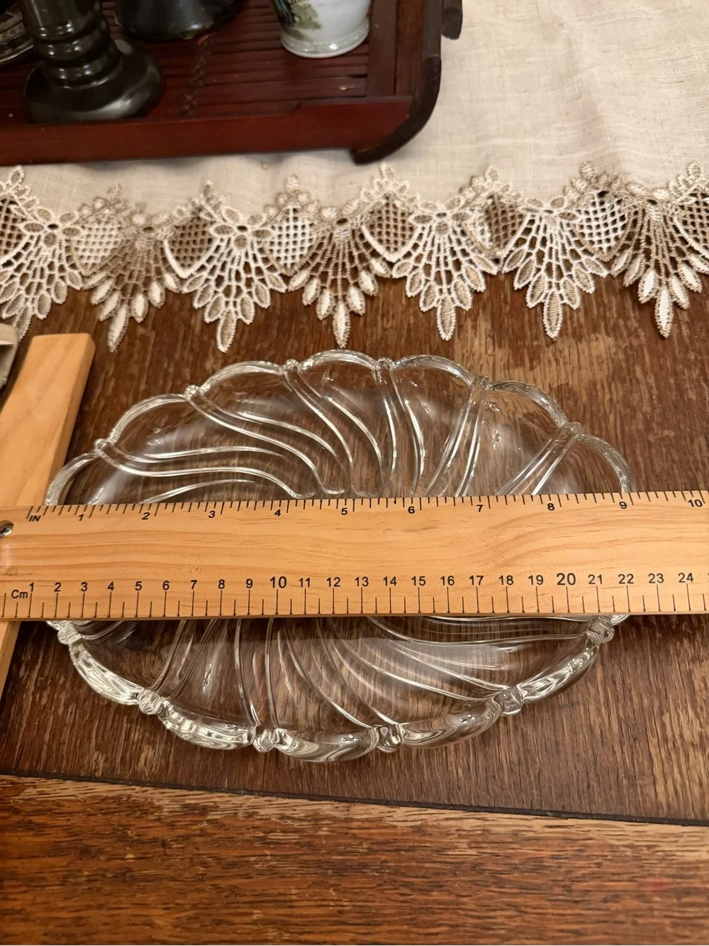 Mikasa Clear Swirl Glass -peppermint sweet dish/ tray